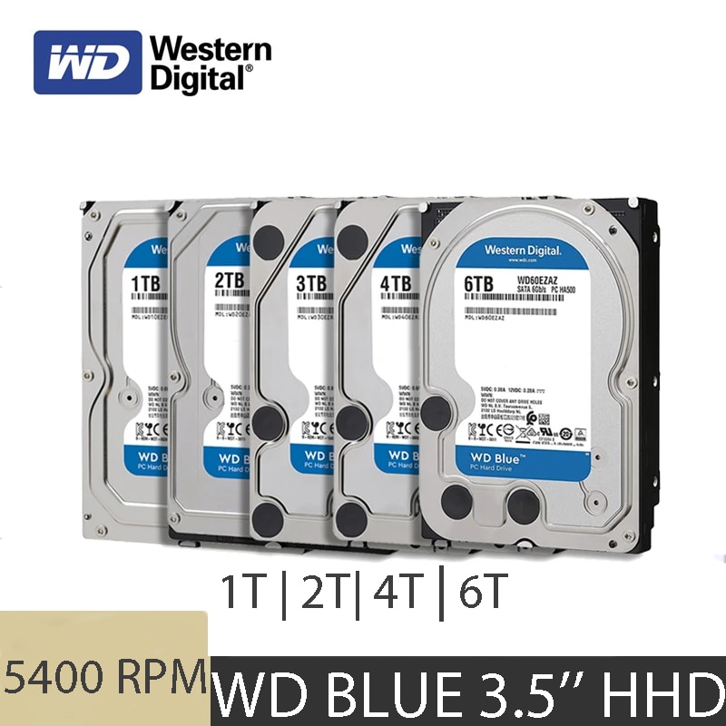 Western Digital-WD BLUE  ϵ ̺ ũ, 1TB, 2TB, 4TB, 6TB, 3.5 RPM, 5400 M ĳ, SATAIII 6 Gb/s, ũž ǻͿ HDD